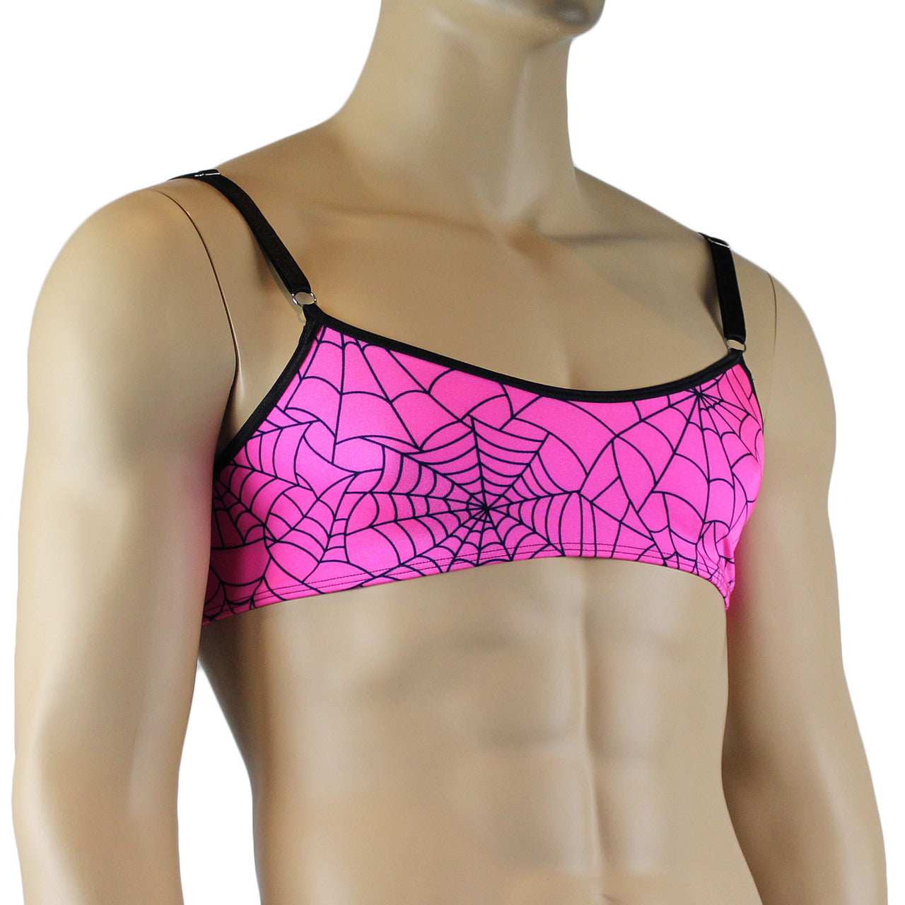 Mens Spooky Spider Web Bra Top Lime Green or Hot Pink