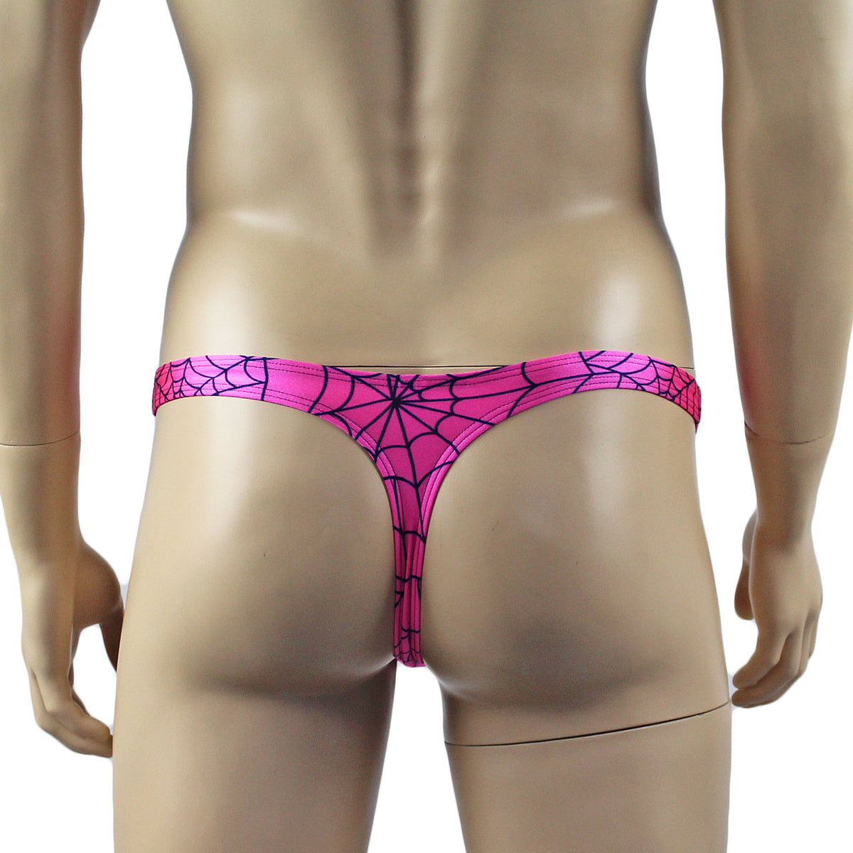 Mens Spider Web Bra Top & Mini Thong Pink