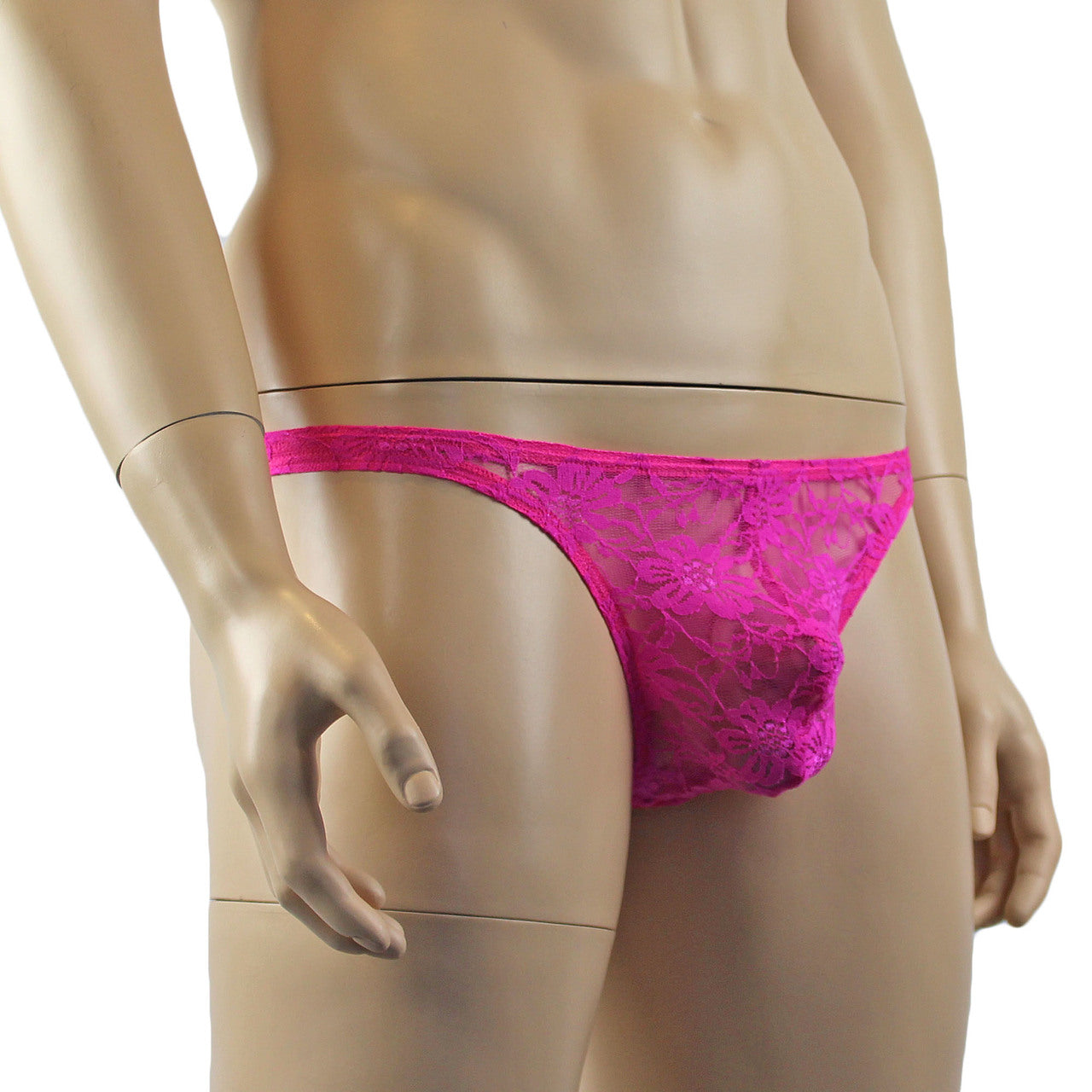 LAST ORDERS - Mens Sexy Lingerie Lace Thong G string Neon Pink