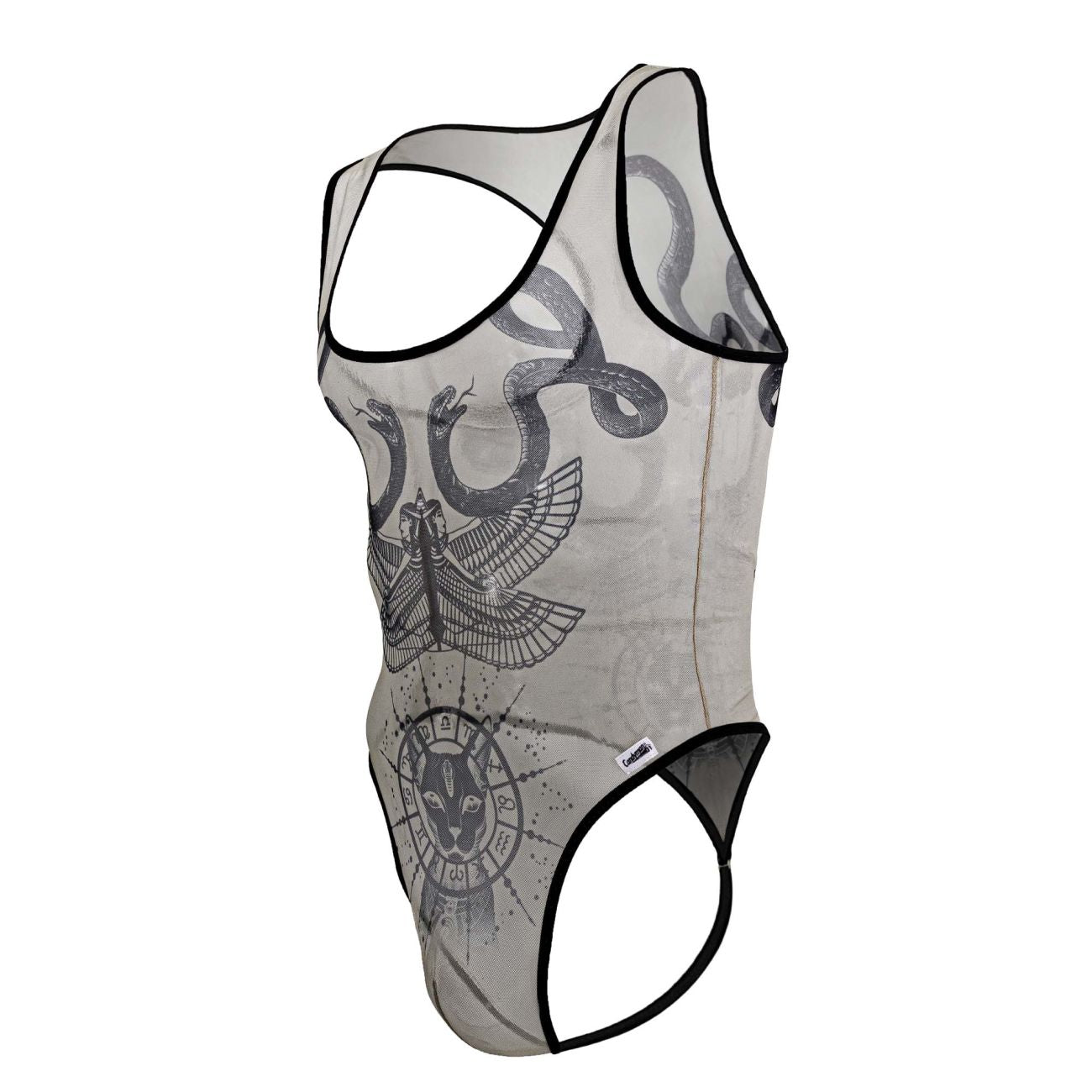 CandyMan 99869 Egyptian Mens Bodysuit Nude-Black