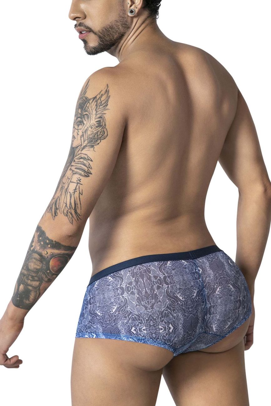 CandyMan 99873 Mens Water Print Breathable Mesh Trunks Blue-White