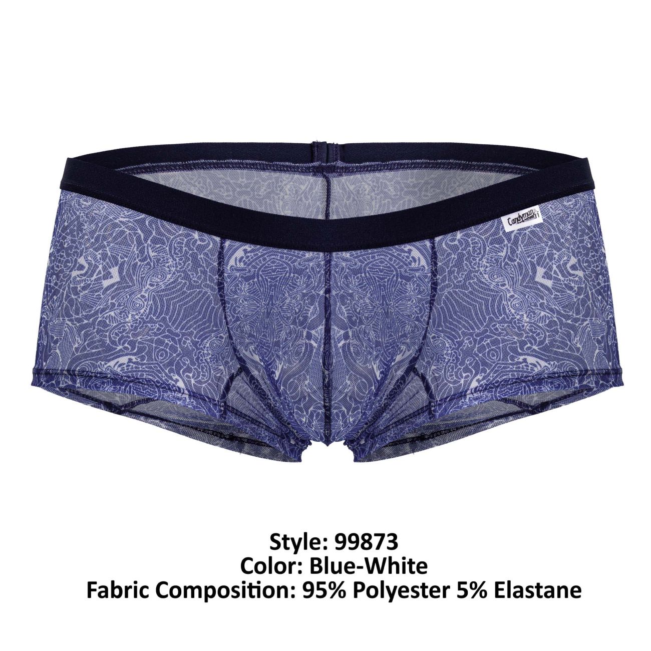 CandyMan 99873 Mens Water Print Breathable Mesh Trunks Blue-White