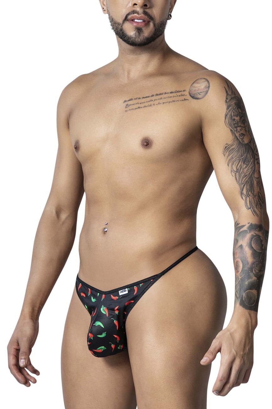CandyMan 99875 Mens Breathable Mesh Chilli Pepper Thongs  Black Print Plus Sizes