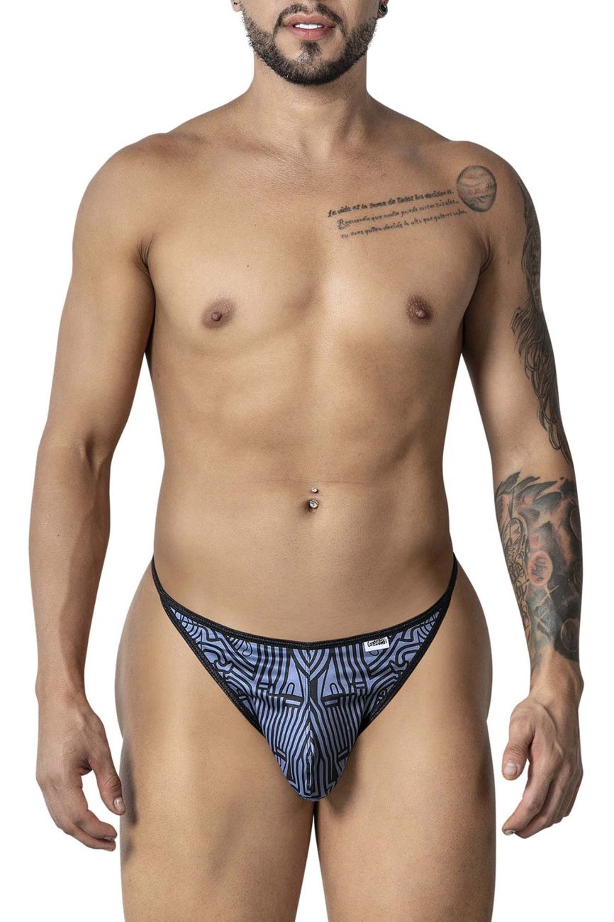 CandyMan 99875 Mens Breathable Mesh Thongs Gray-Black Plus Sizes