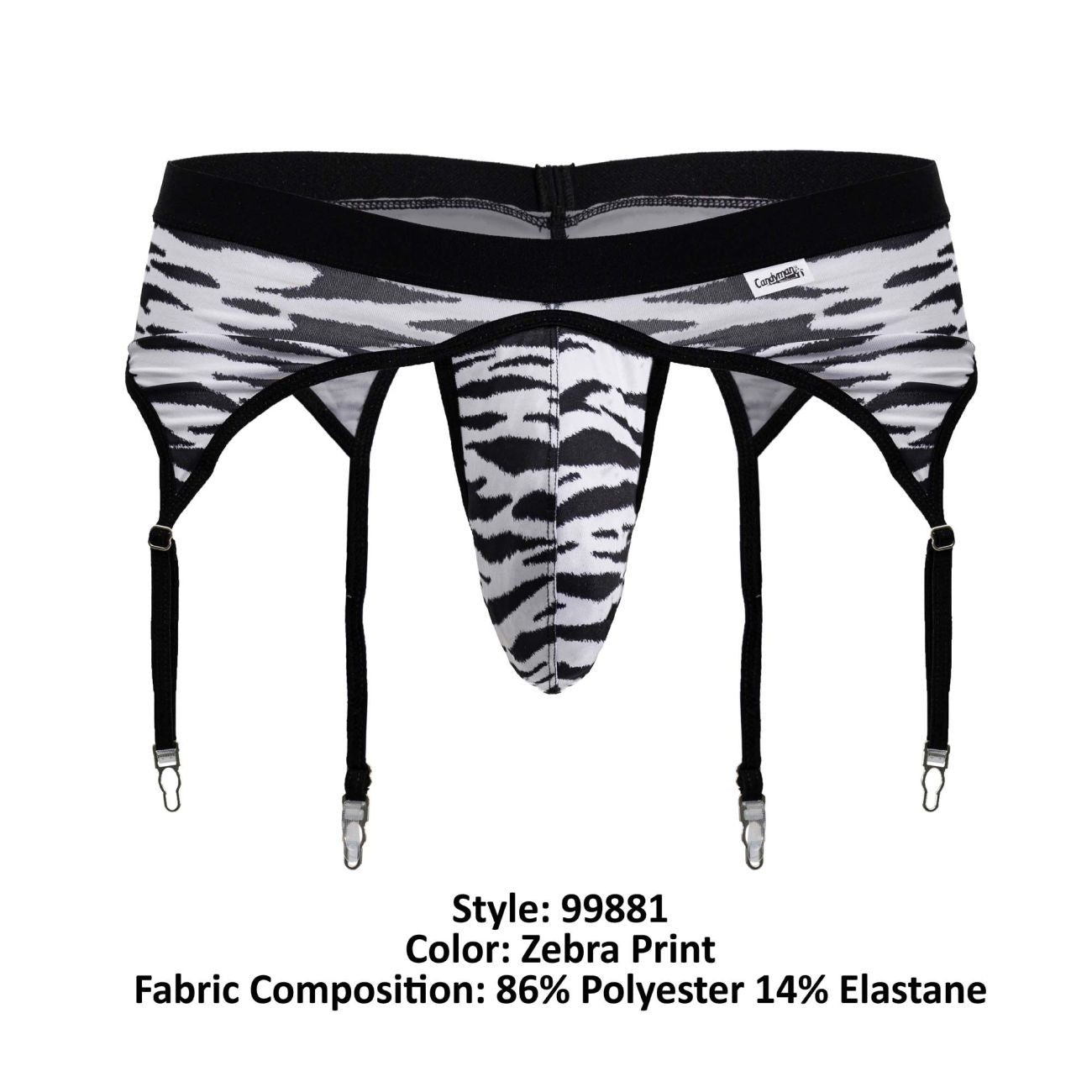 CandyMan 99881 Mens Animal Garter Thong Zebra Plus Sizes