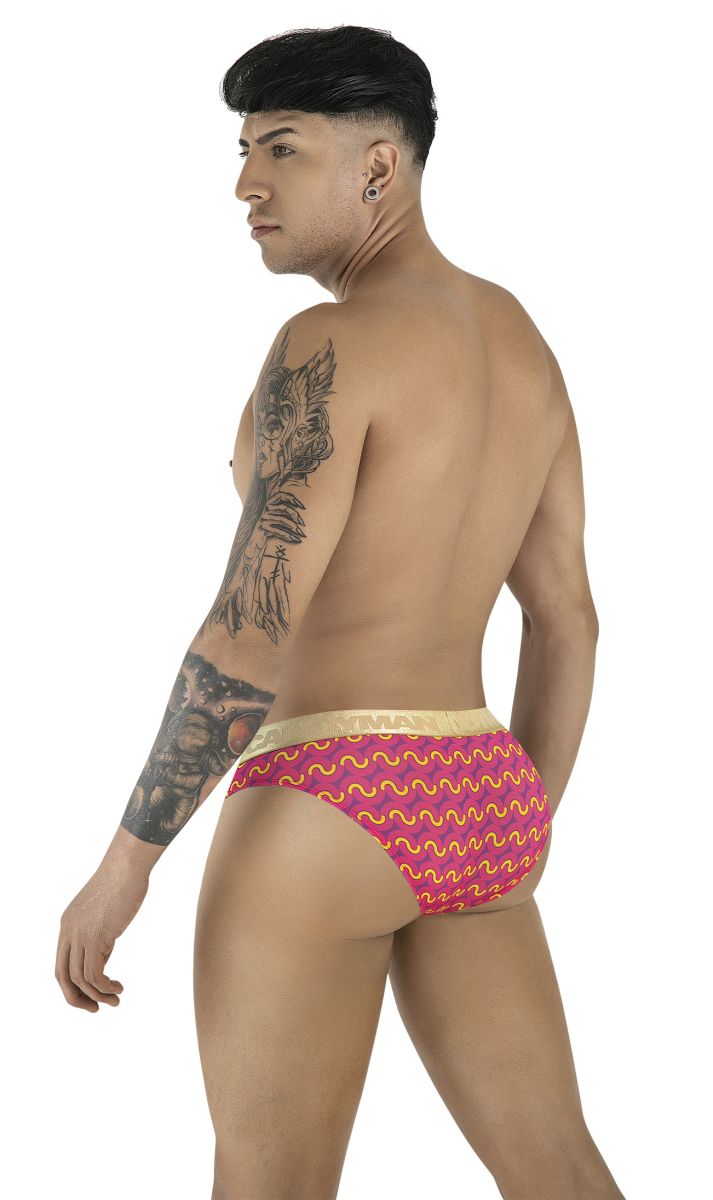 CandyMan 99926 Mens Metallic-look Waistband Briefs Printed Pink