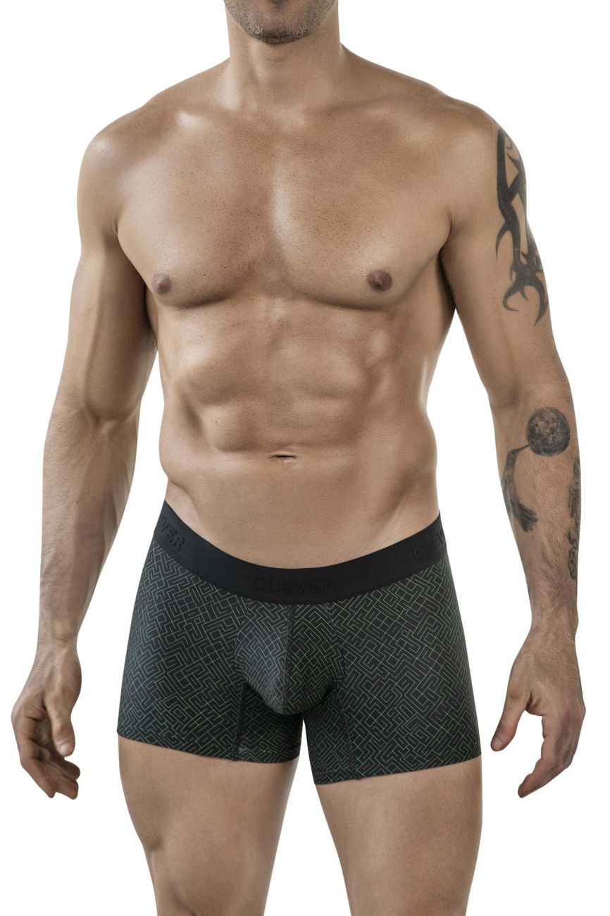 Clever 1850 Mens Laberin Patterned Trunks Black Geometric