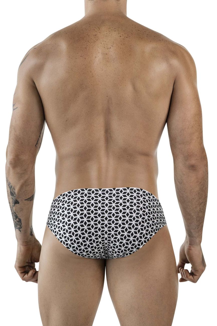 Clever 1857 Mens Cuadricula Second Skin Bikini Brief White Geometric