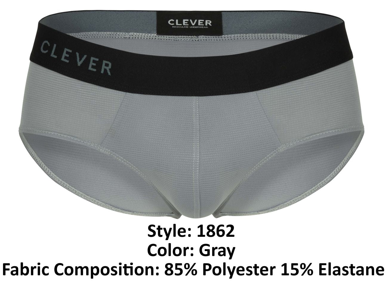 Clever 1862 Oneal Male Sleek & Modern Briefs Gray
