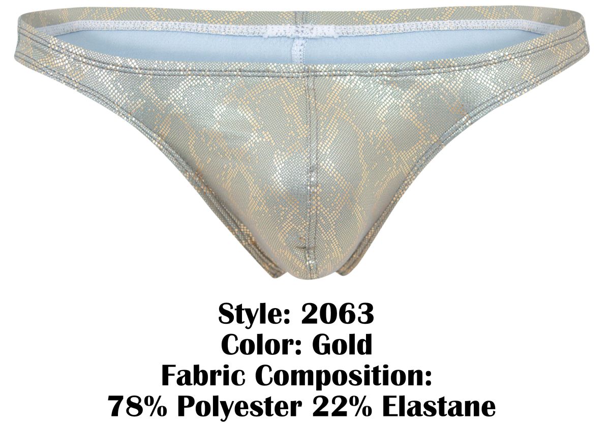 Clever 2063 Mens Diamond Sculpted Fit Thongs Gold