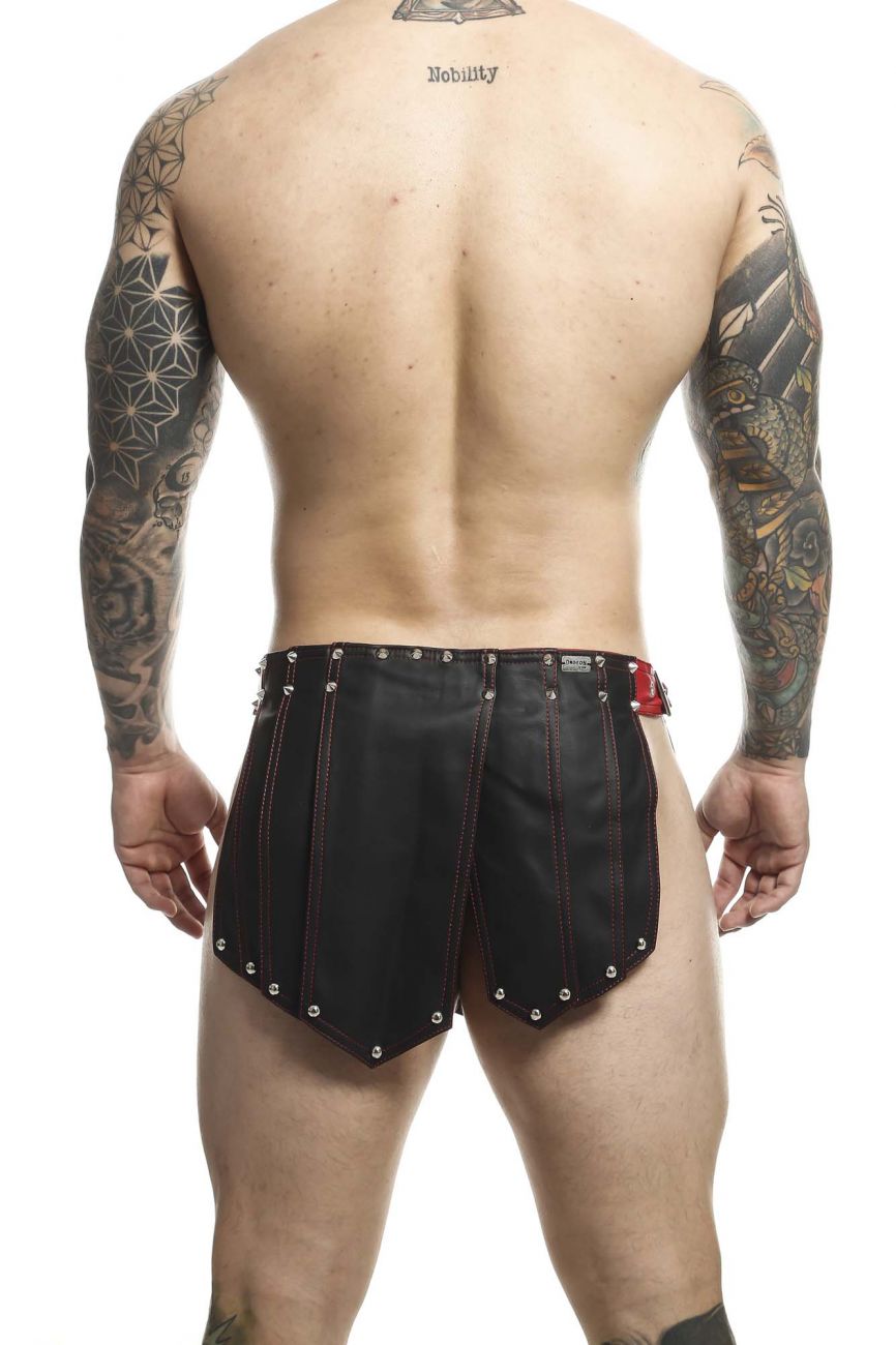 MaleBasics DMBL10 DNGEON Leather Look Roman Skirt Black-Red