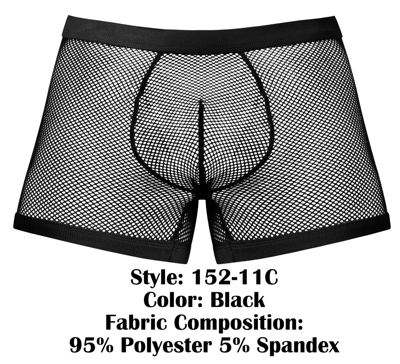 Male Power 152-11C Mens Sexy Fishnet 2 Pouch Short Black