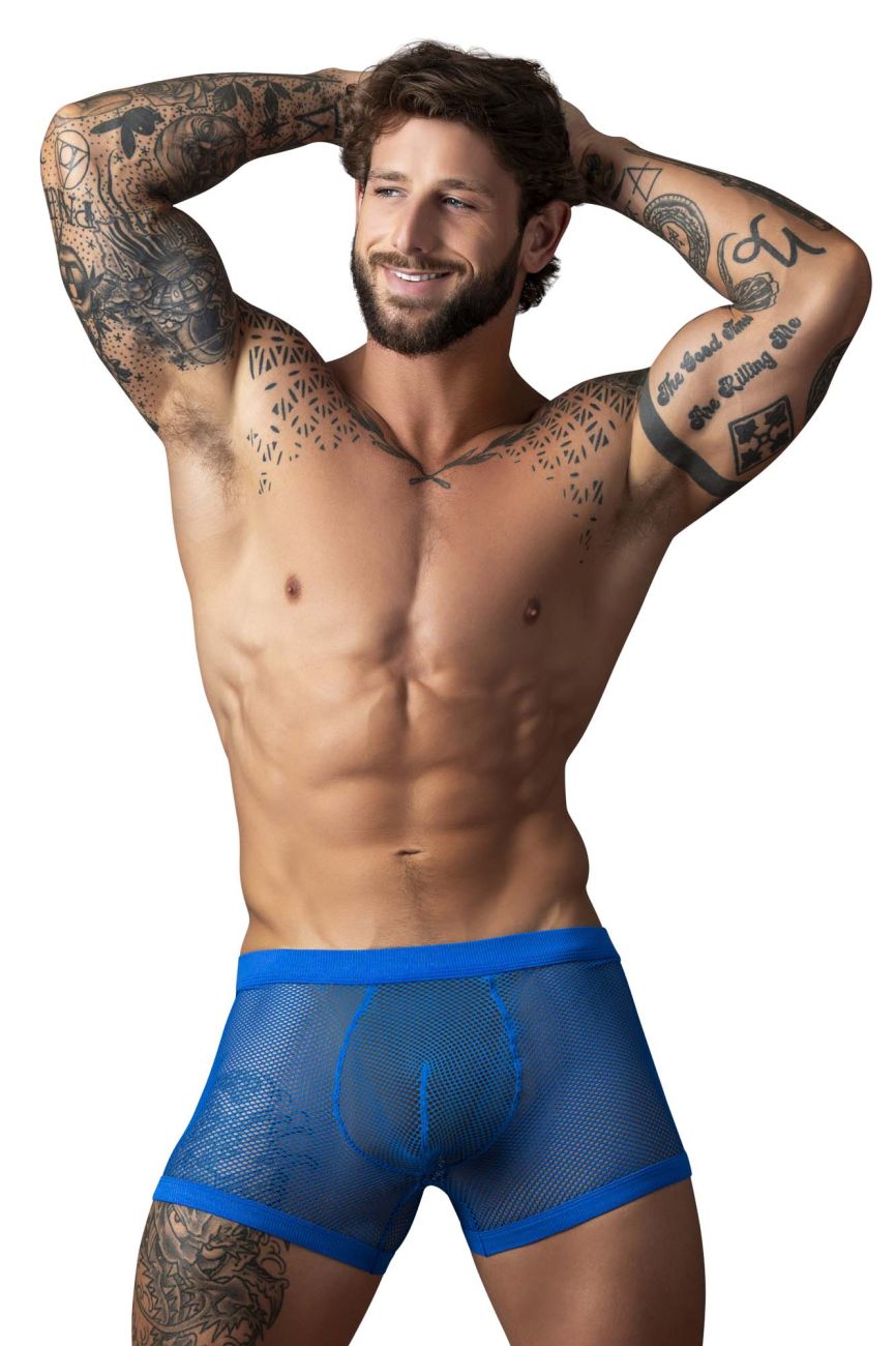 Male Power 152-11C Mens Sexy Fishnet 2 Pouch Short Royal