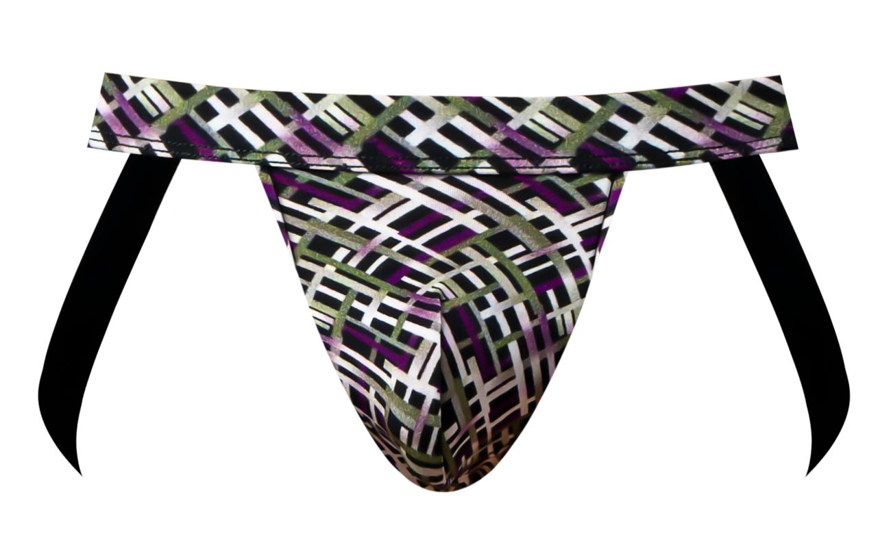 Male Power 351-303 Gridlocked Mens Strappy Ring Jock Printed