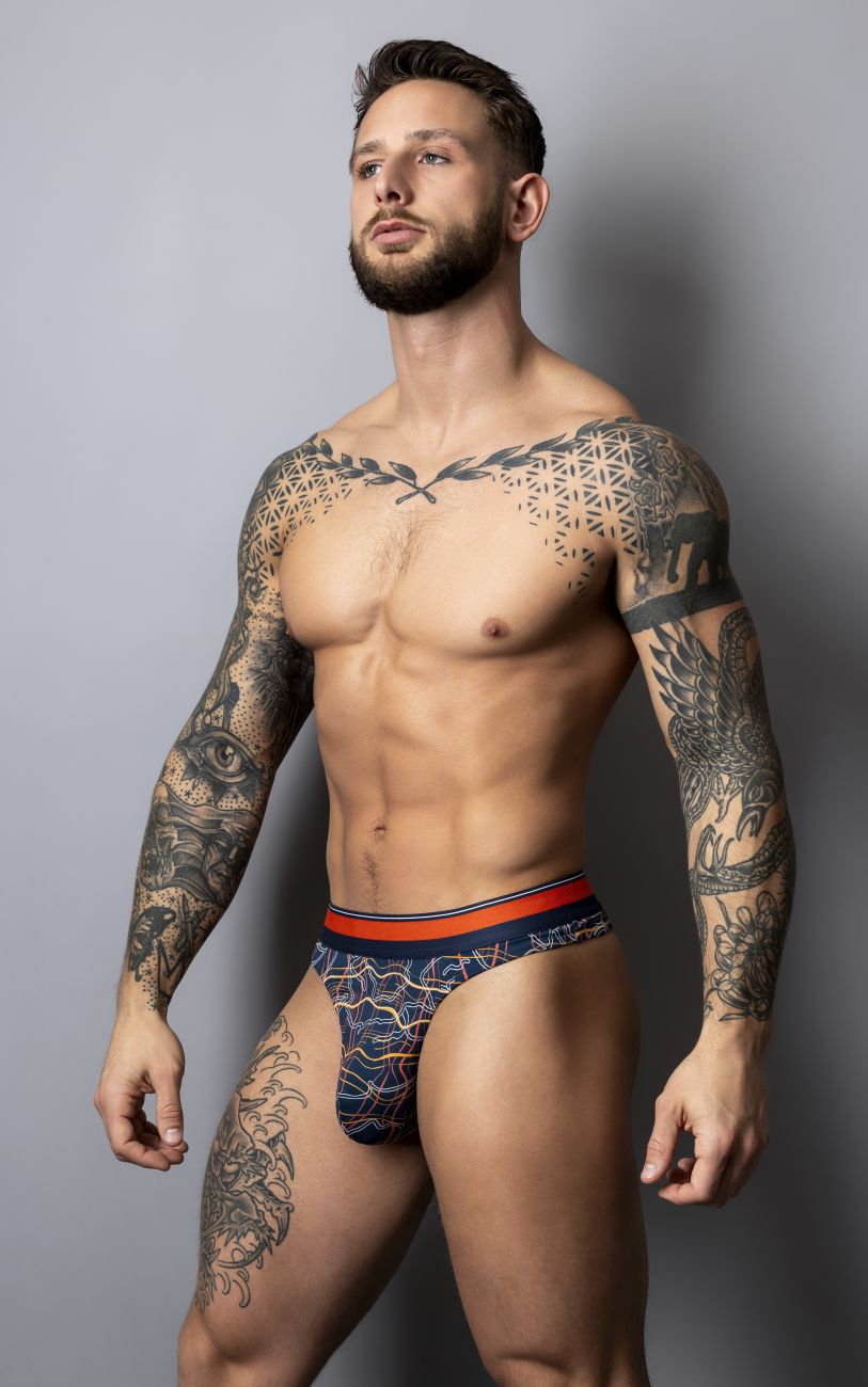 Male Power 412-299 Soo Cumfy Male Thong Navy-Orange