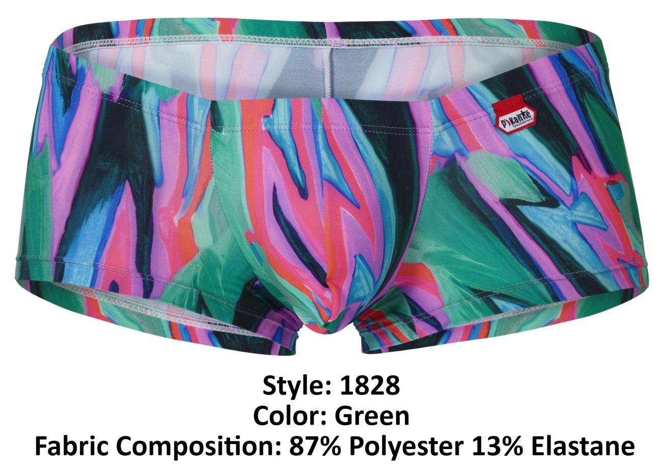 Pikante 1828 Abstract Colourful Festive Mens Trunks Green Multi