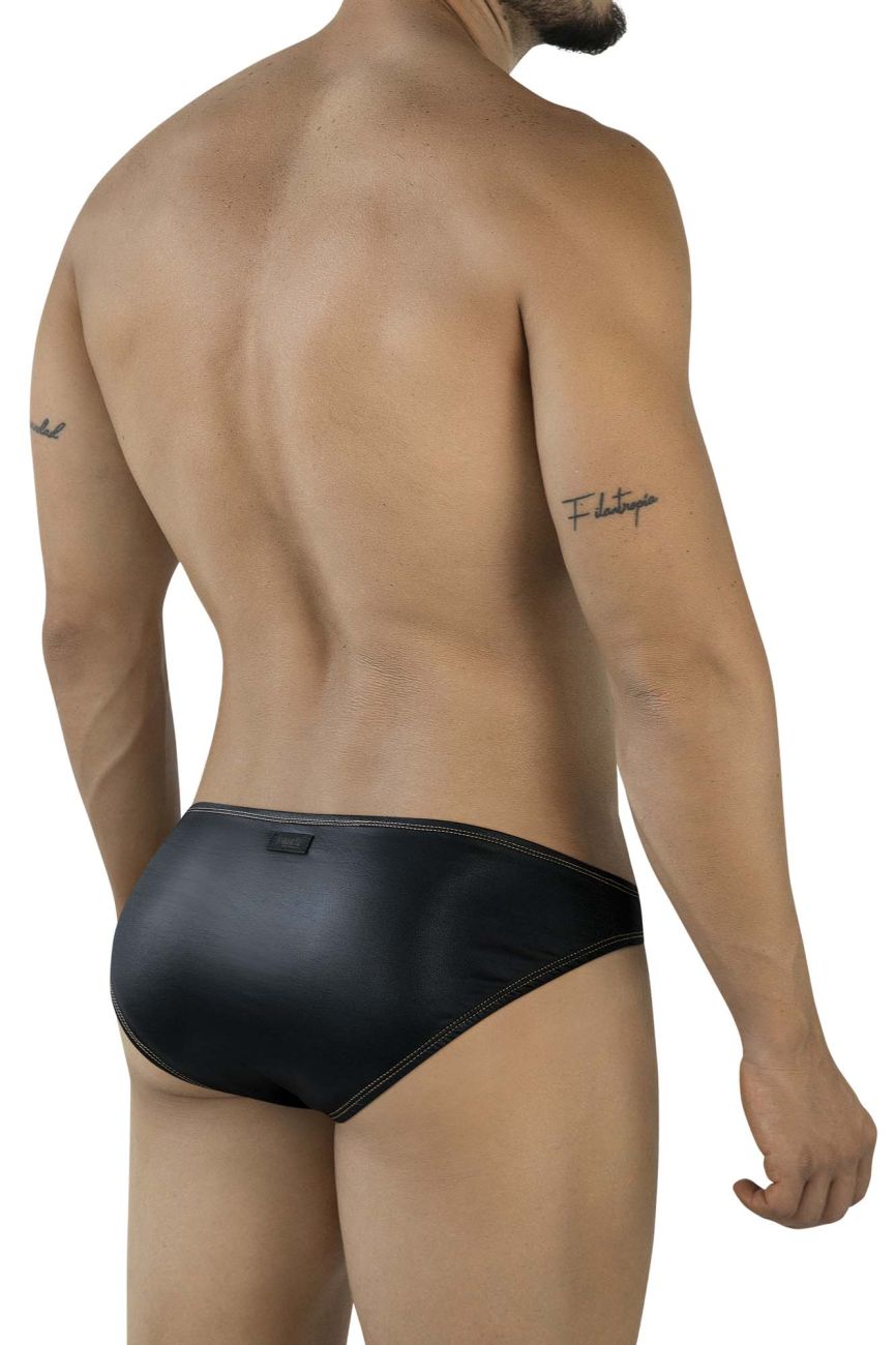 Pikante 2121 Glitters Mens Metallic Gold Front Briefs Black