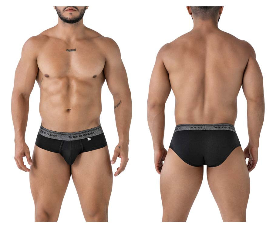 Xtremen 41315 Mens Cotton Blend Wide Side Briefs Black