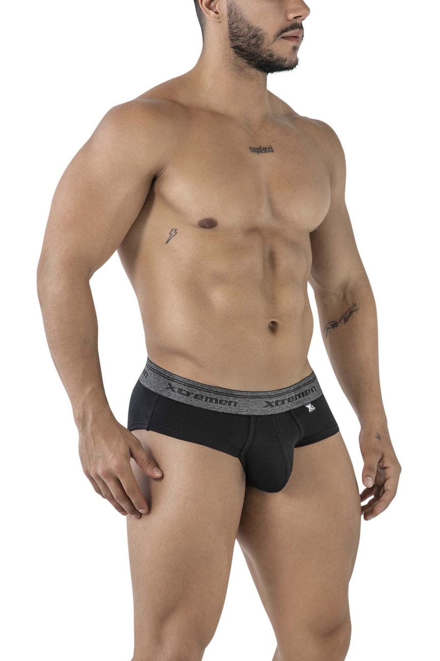 Xtremen 41315 Mens Cotton Blend Wide Side Briefs Black
