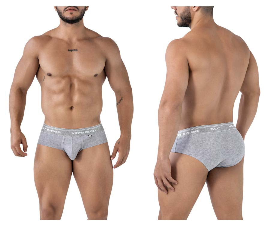 Xtremen 41315 Mens Cotton Blend Wide Side Briefs Jasper Gray