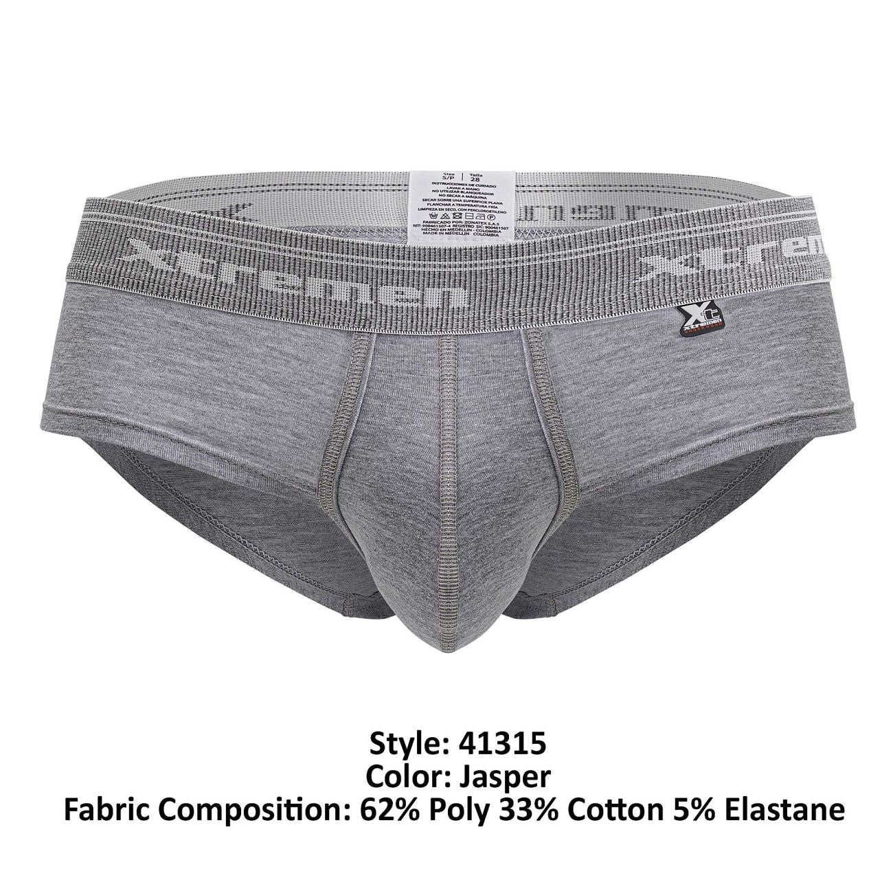 Xtremen 41315 Mens Cotton Blend Wide Side Briefs Jasper Gray
