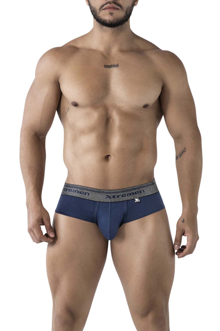 Xtremen 41315 Mens Cotton Blend Wide Side Briefs Navy