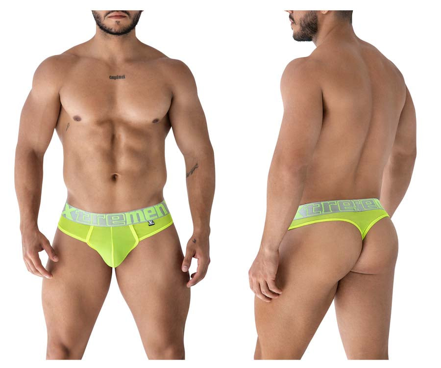 Xtremen 91235 Mens Sheer Microfiber Thong Neon Green