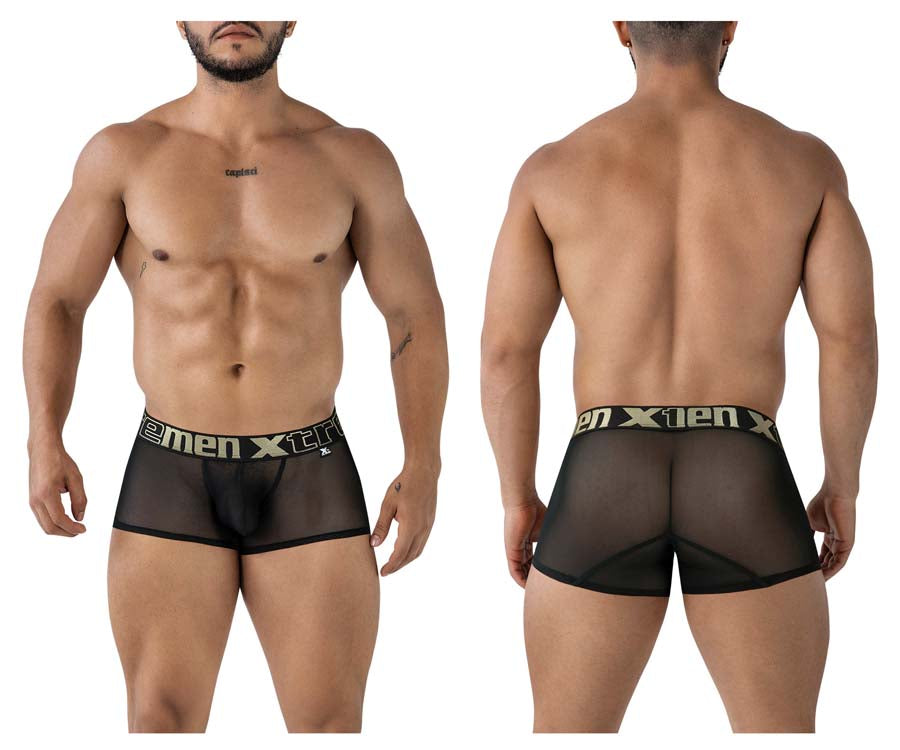 Xtremen 91237 Mens Sheer Microfiber Trunks Black