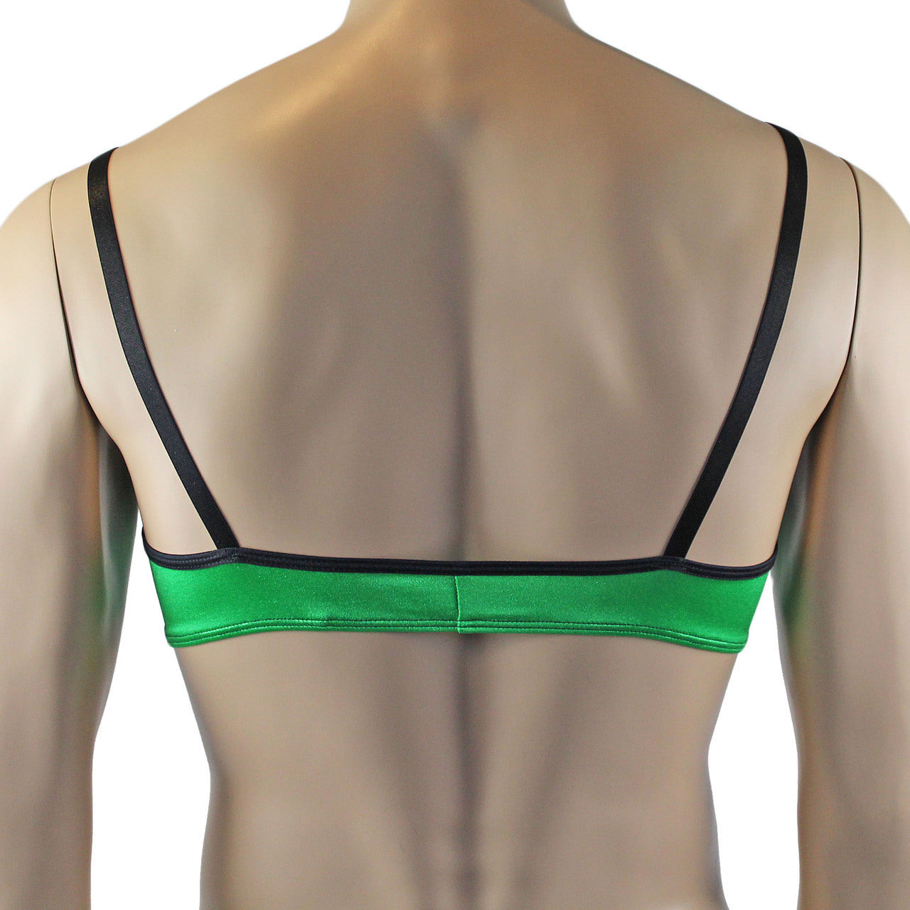 Mens Risque Bra Top and Bikini Brief Green and Black Lace