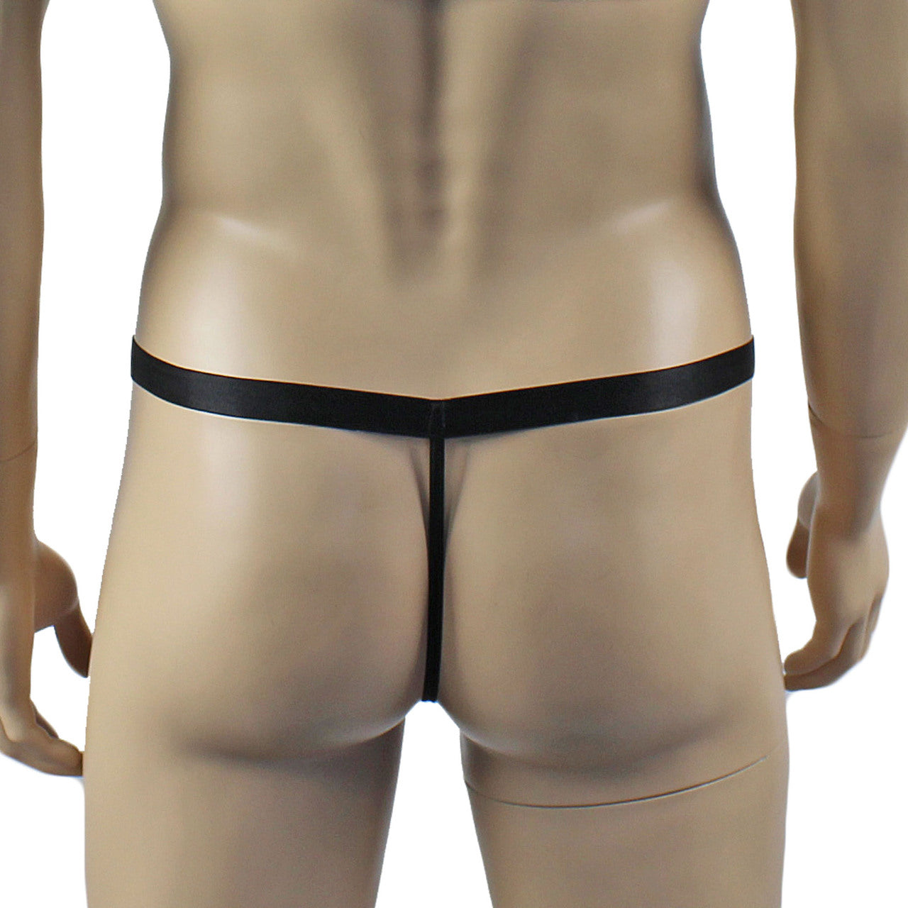 Mens Exotic Sheer Mesh Crop Bra Top Camisole & G string - Sizes up to 3XL Black